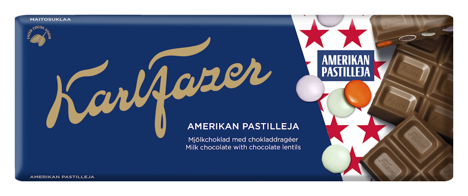 Karl Fazer Amerikan pastilleja suklaa levy 180g