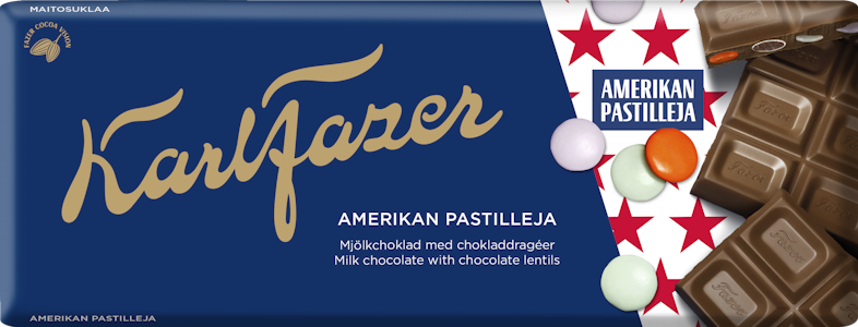 Karl Fazer Amerikan pastilleja suklaa levy 180g