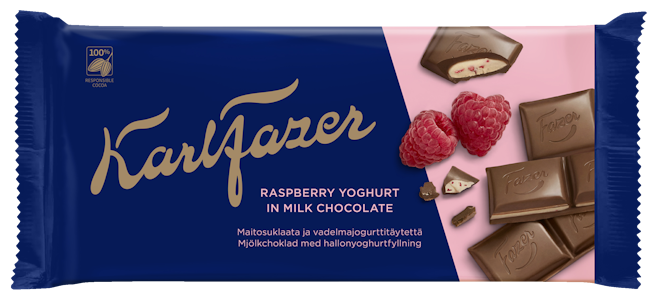 Karl Fazer vadelmajogurtti maitosuklaalevy 121 g