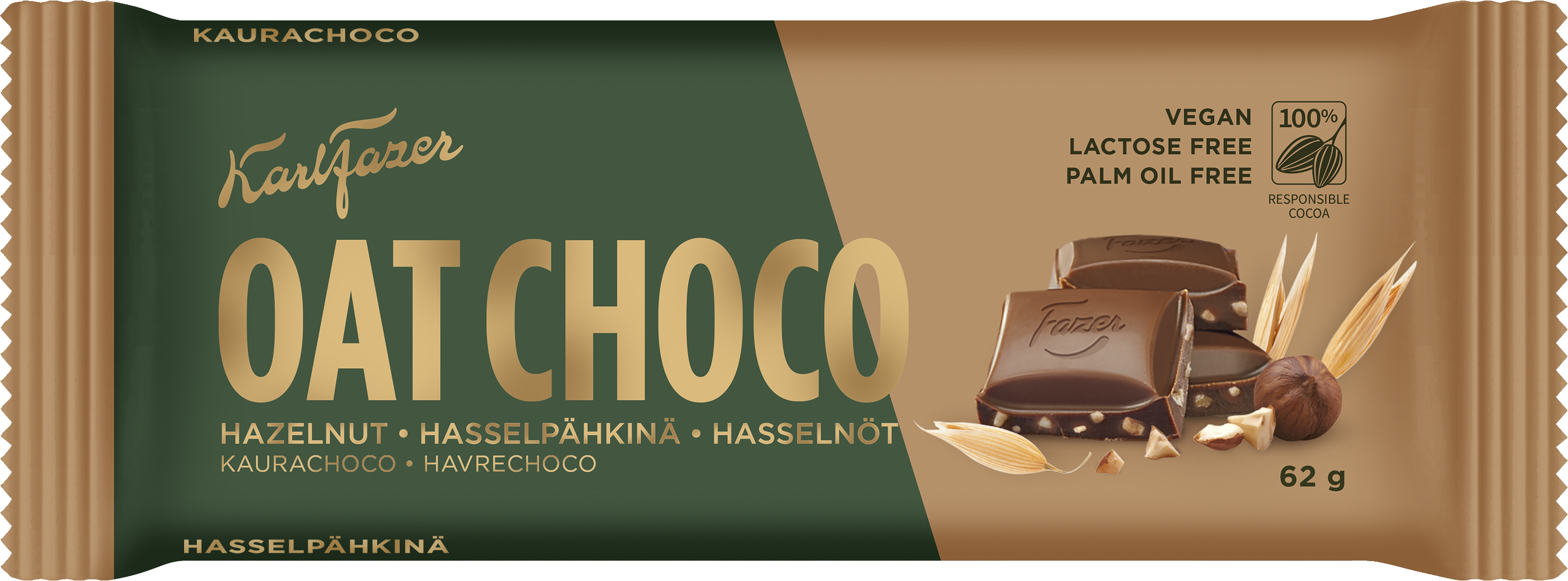 Karl Fazer kaura choco hasselpähkinä kaura-kaakaolevy 62g