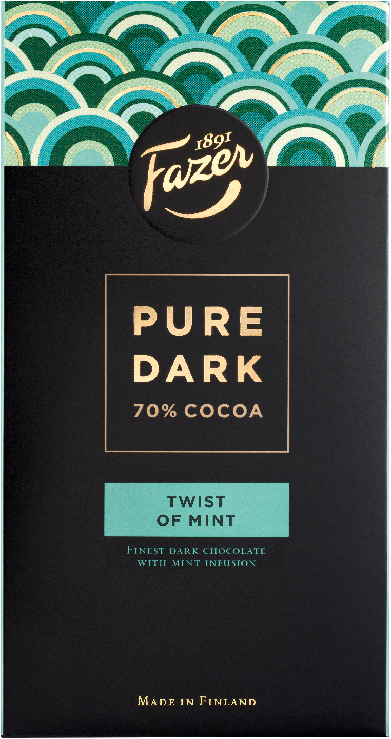 Fazer Pure dark 70% Cocoa Twist of Mint tumma suklaalevy 95g