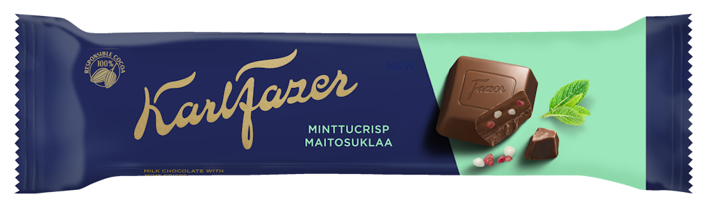 Karl Fazer maitosuklaapatukka minttucrisp 37g