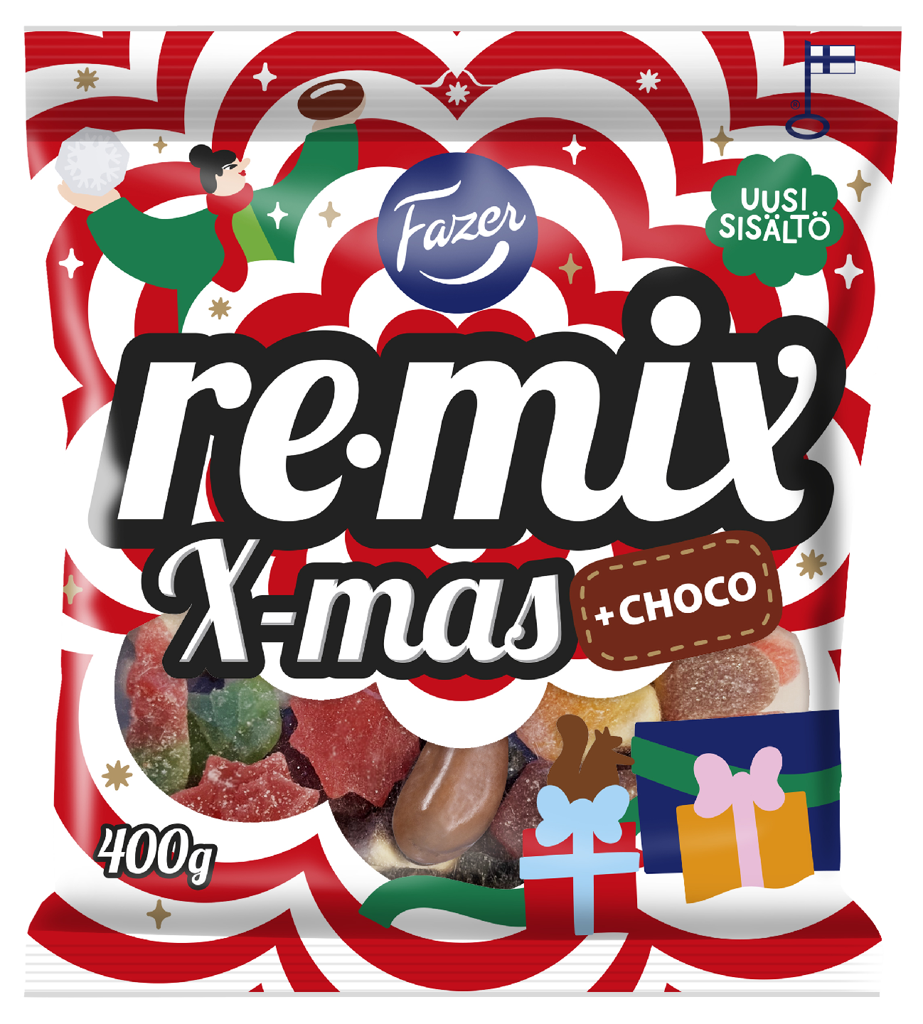 Fazer Remix Xmas +choco karkkipussi 400g PPA