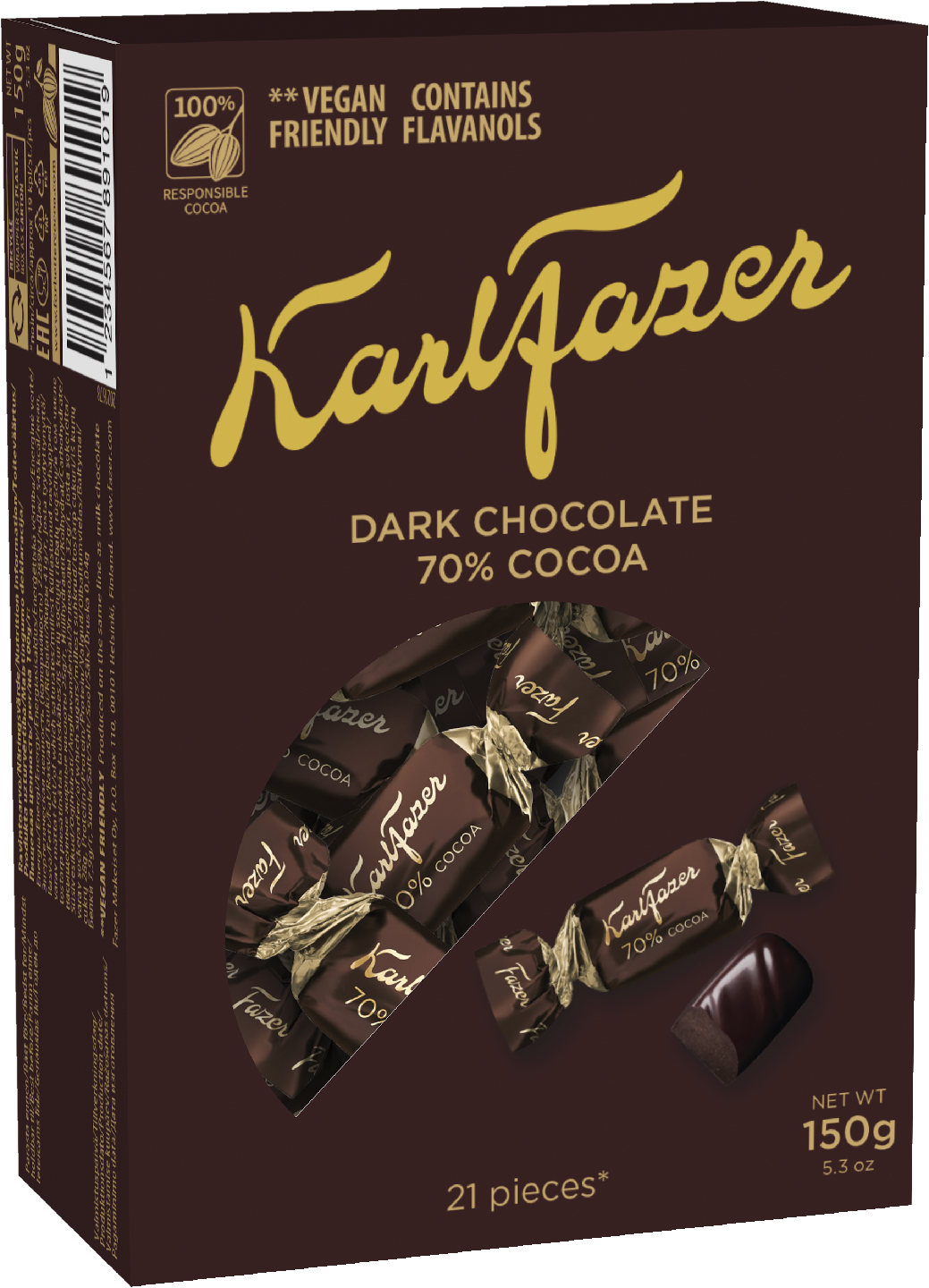 Karl Fazer Dark 70% cocoa suklaakonvehteja 150g