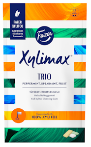 Fazer Xylimax Trio Piparminttu-Spearmint-Hedelmä täysksylitolipurukumi 130g