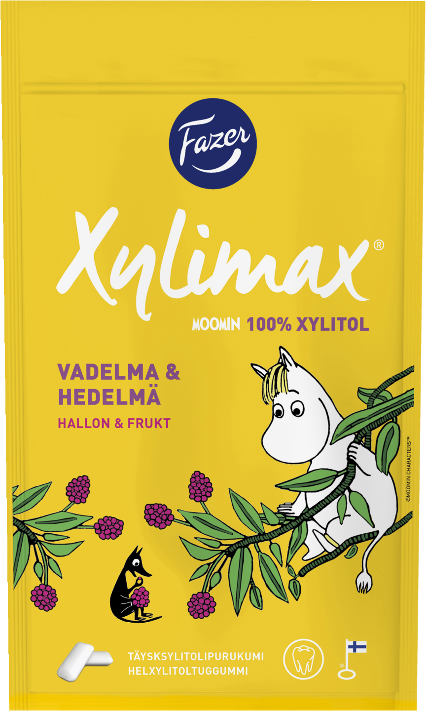 Xylimax Moomin Vadelma-Hedelmä täysksylitolipurukumi 100g