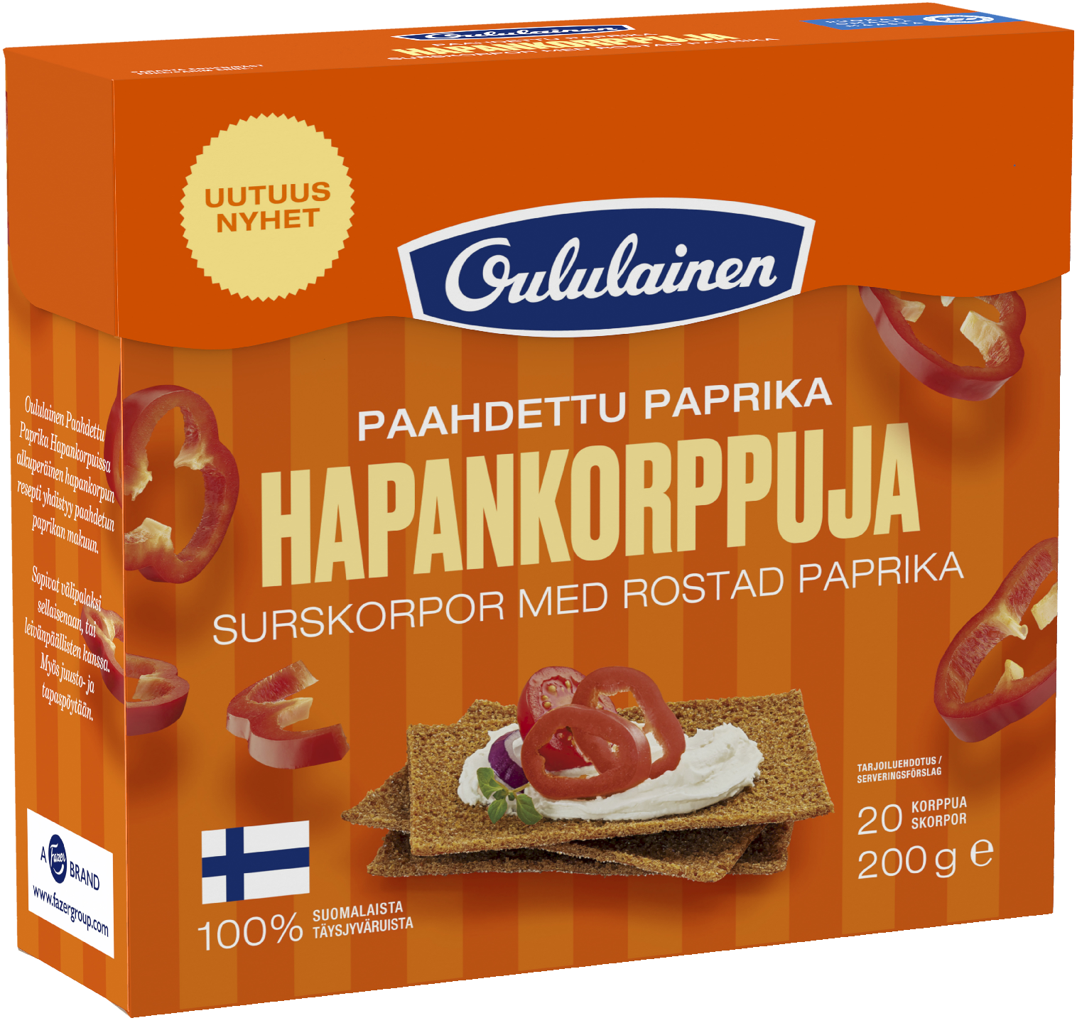 Oululainen paahdettu paprika hapankorppu 200g