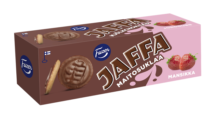 Fazer Jaffa keksi 150g maitosuklaa mansikka