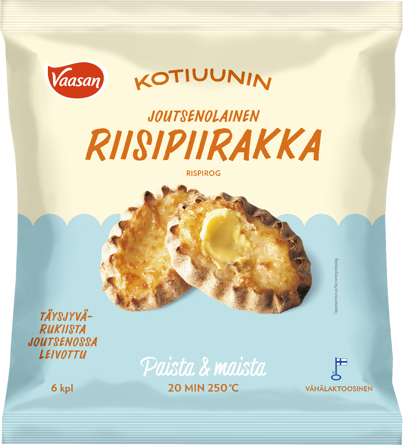 Kotiuuni joutsenolainen rukinen riisipiirakka 6kpl/480g pakaste