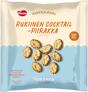 Vaasan Kotiuunin rukiinen cocktailpiirakka 30kpl/40g paistovalmis pakaste