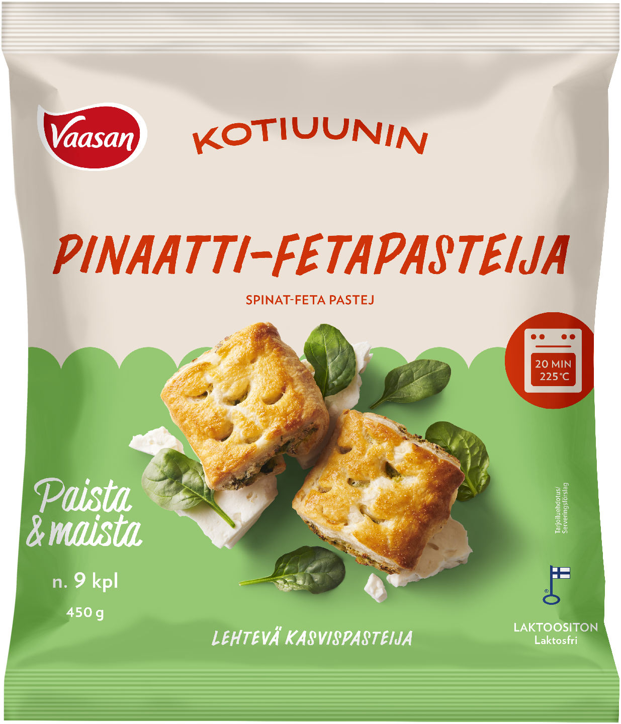 Vaasan Kotiuunin pinaatti-fetapasteija 9kpl/450g