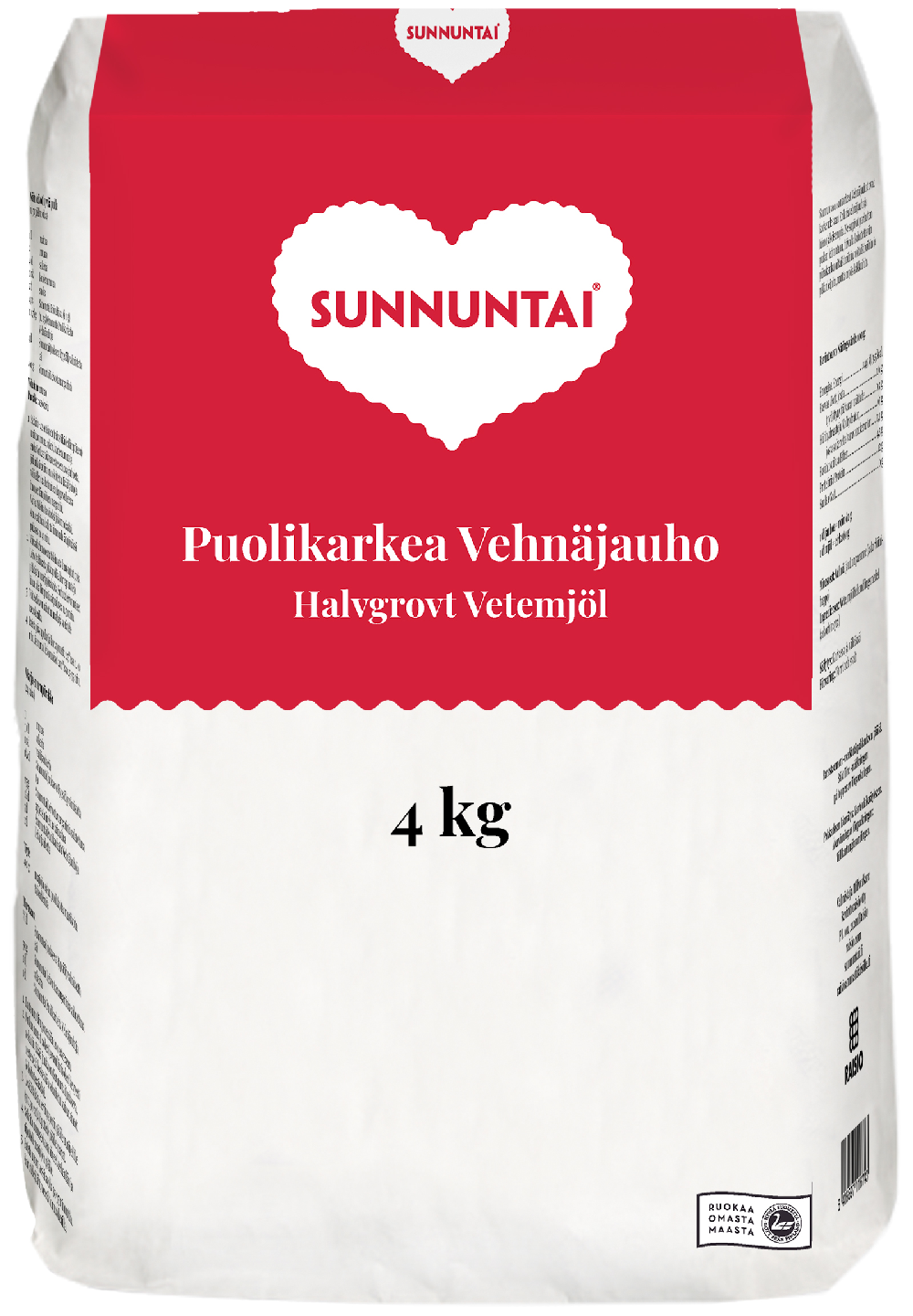 Sunnuntai puolikarkea vehnäjauho 4kg