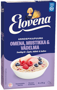 Elovena 6x35g annospikapuuro omena-mustikka-vadelma