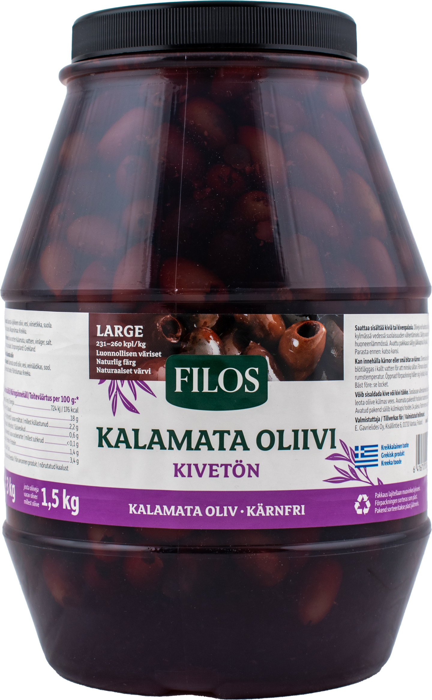 Filos Kalamon-oliivi kivetön 3/1,5kg large