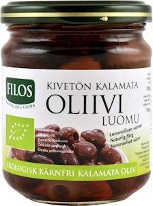 Filos Luomu kivetön Kalamata-oliivi 200g/100g