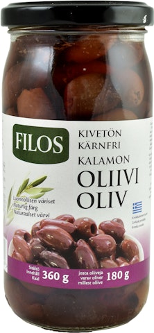 Filos Kalamon oliivi kivetön 360g/180g