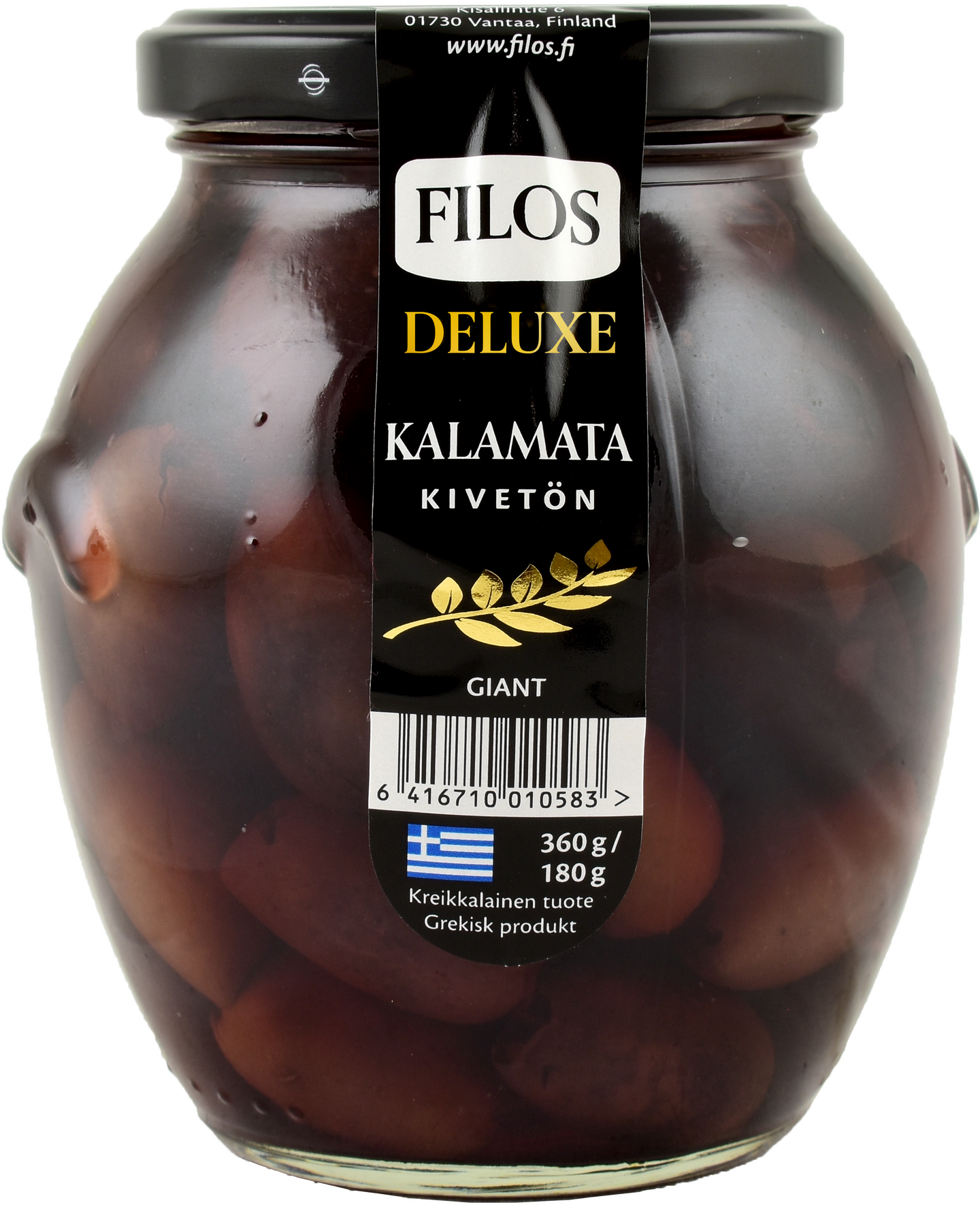 Filos Deluxe Kalamata-oliivi kivetön Giant 360g/180g