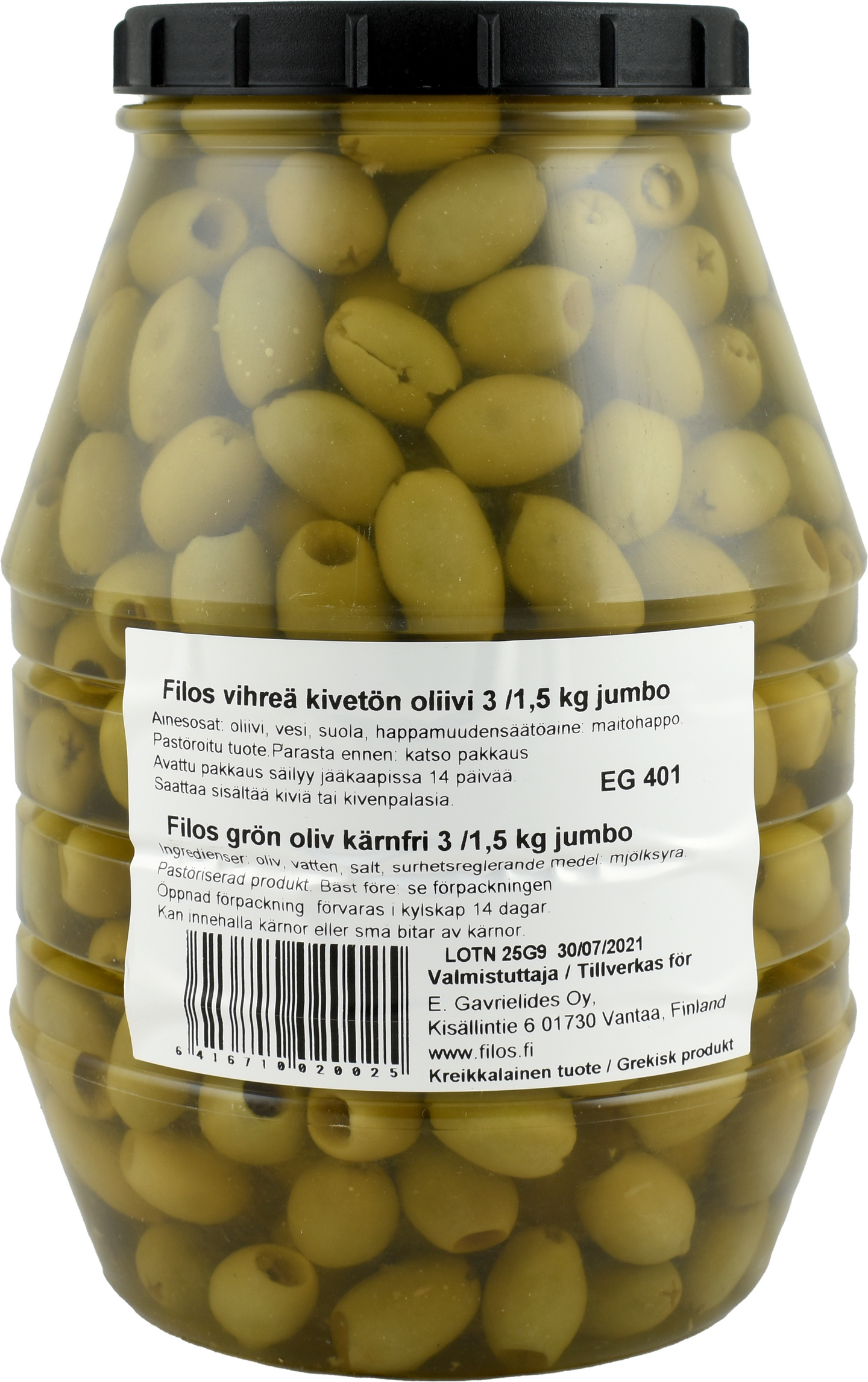 Filos jumbo kivetön vihreä oliivi 3/1,5 kg