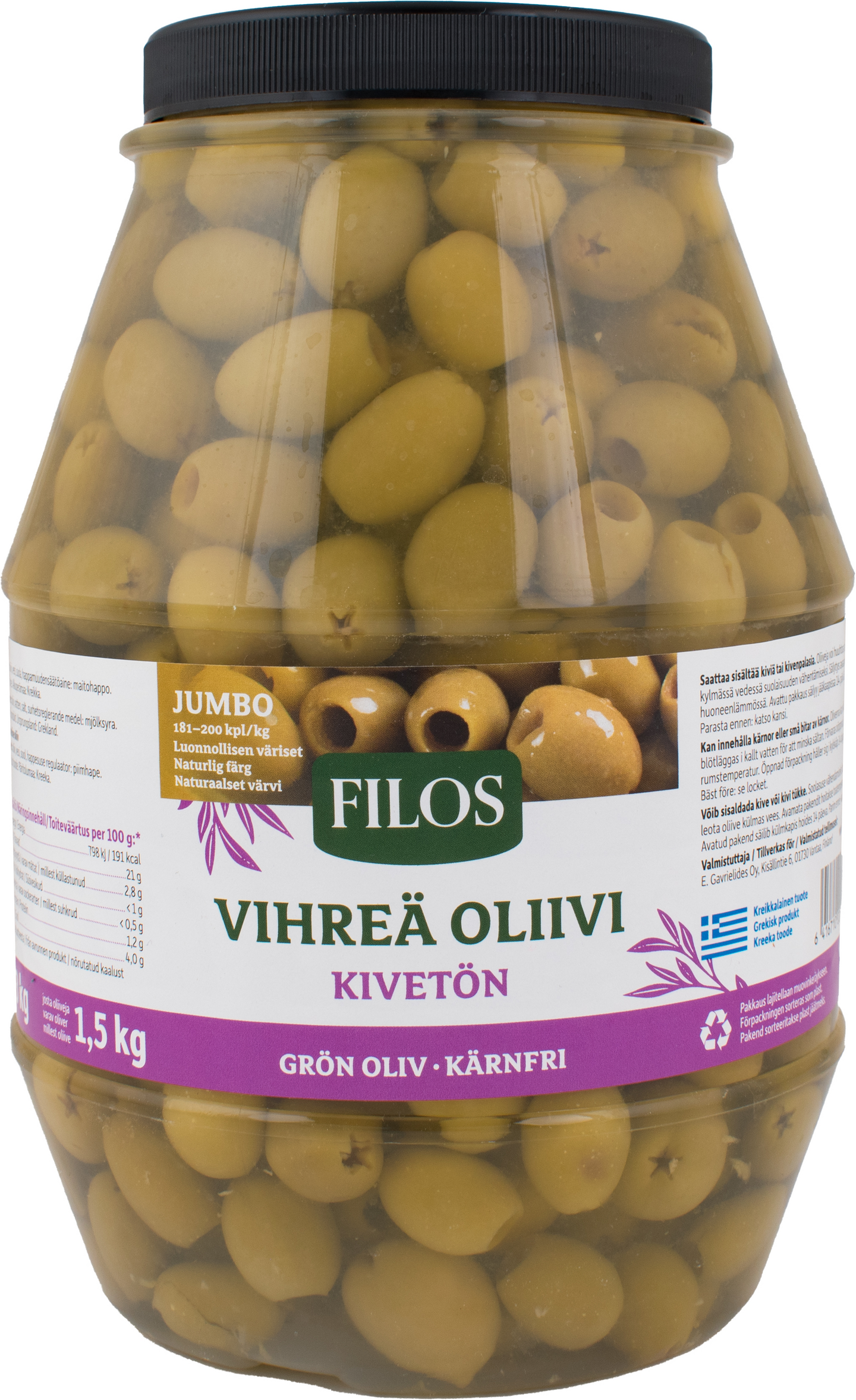 Filos jumbo kivetön vihreä oliivi 3/1,5 kg