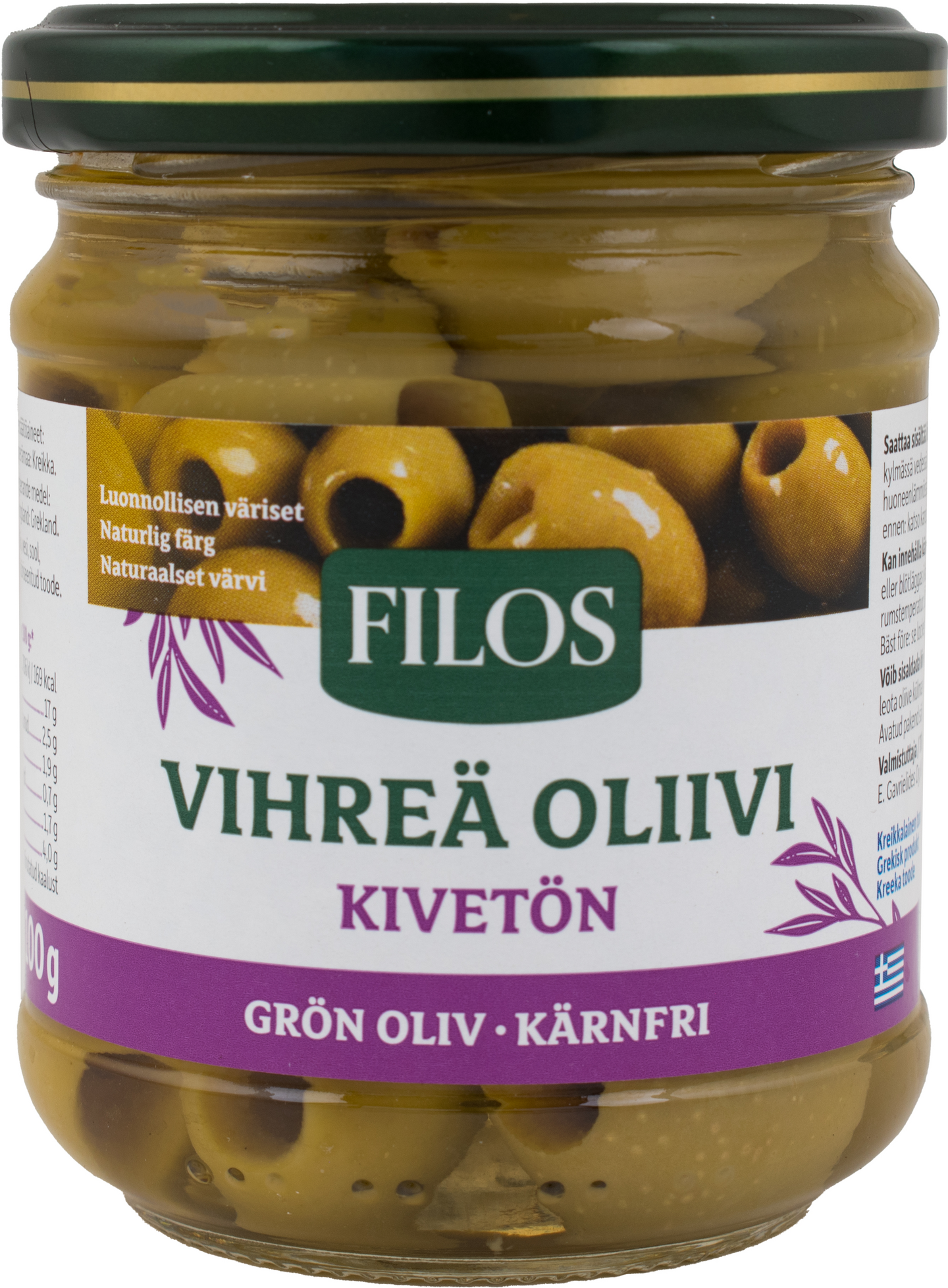 Filos vihreä kivetön oliivi suolavedessä 200g/100g