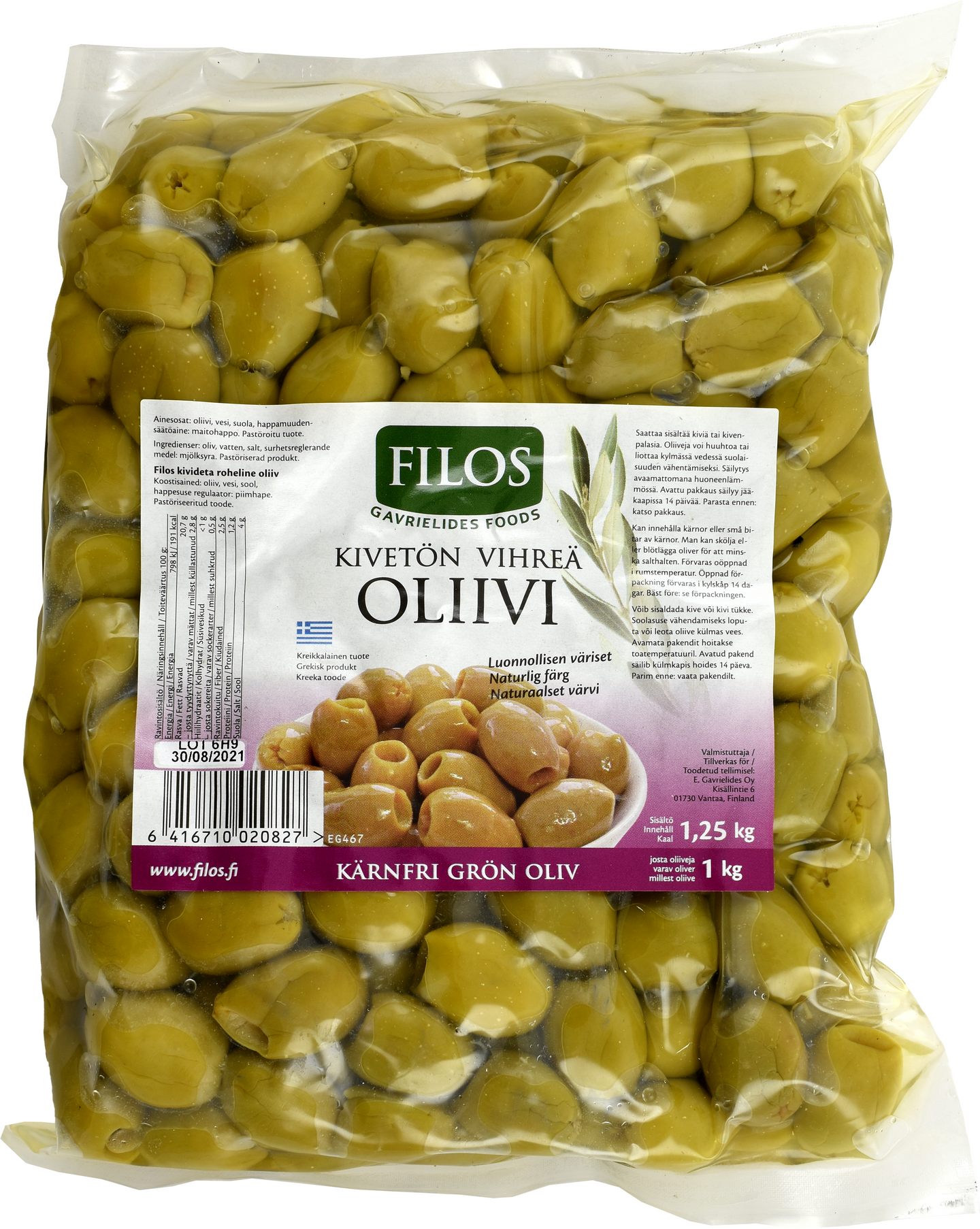 Filos vihreä oliivi kivetön 1,25/ 1kg