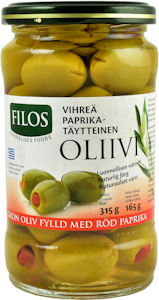 Filos vihreä kivetön paprikatäytteinen oliivi 315/165g