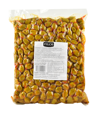 Filos Mykonos marinoitu vihreä kivetön oliivi pussissa 3kg