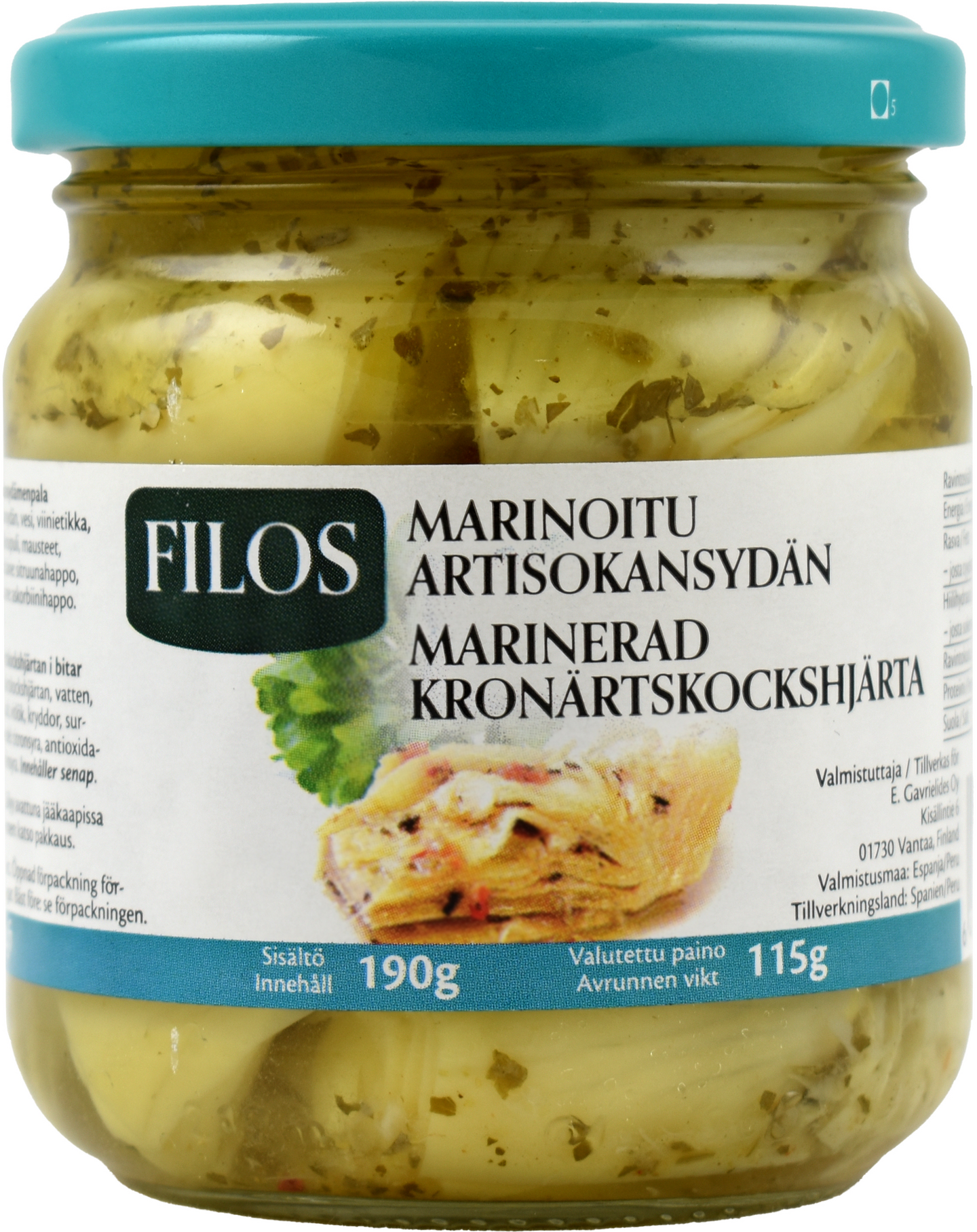 Filos Marinoitu artisokansydän 190g/115g