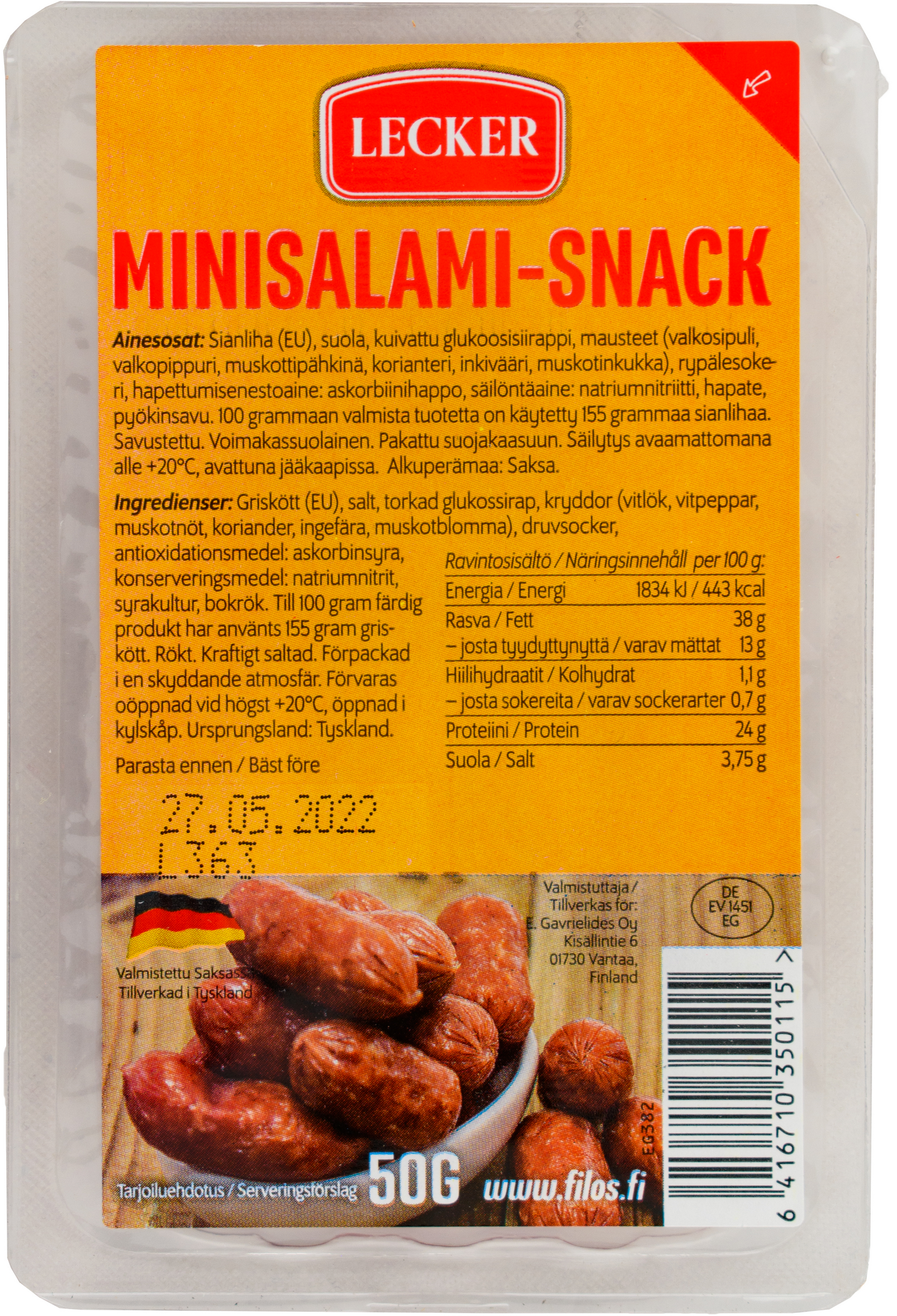 Lecker minisalami-snack 50g