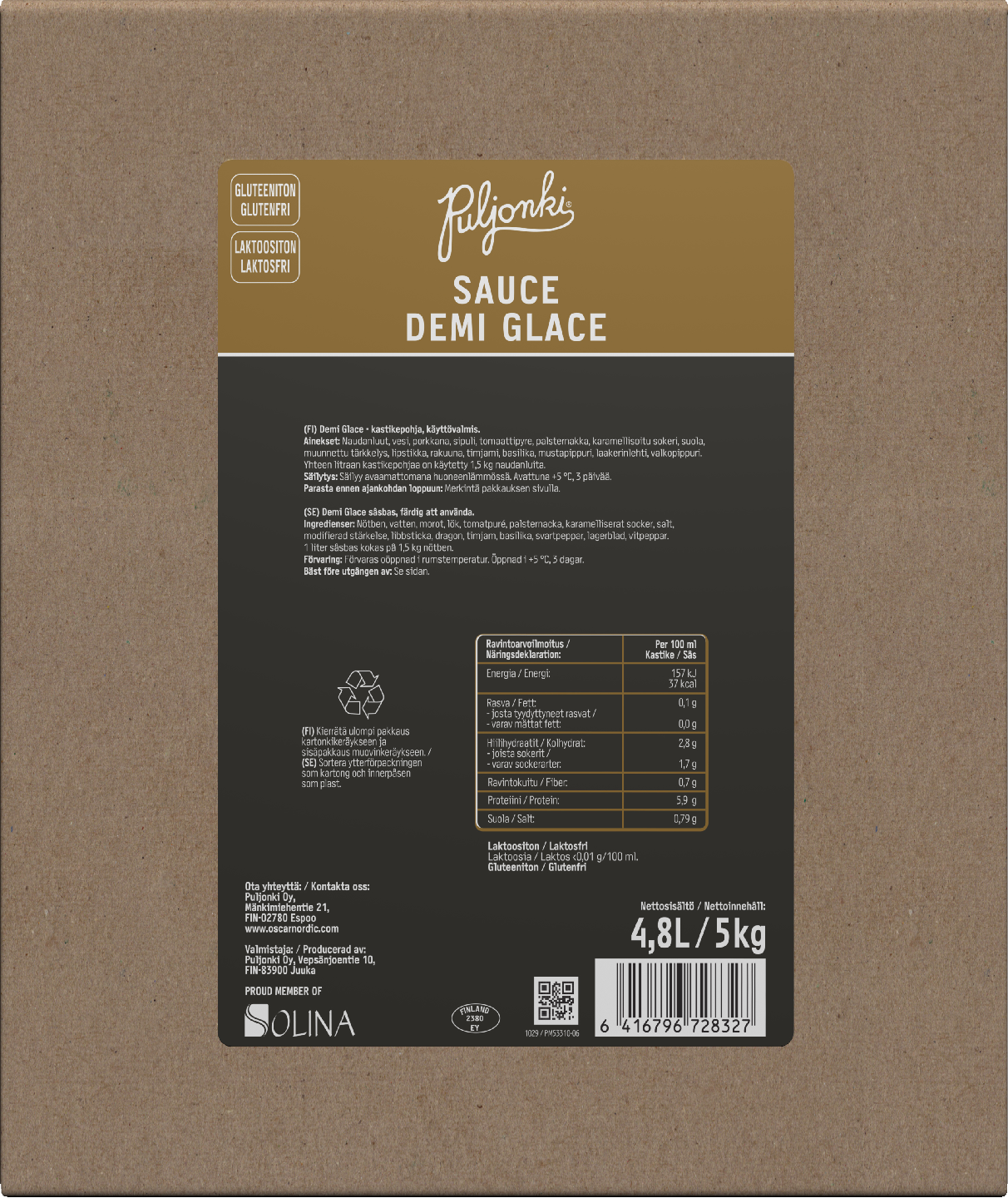 Puljonki Sauce Demi Glace 4,7l bag in box