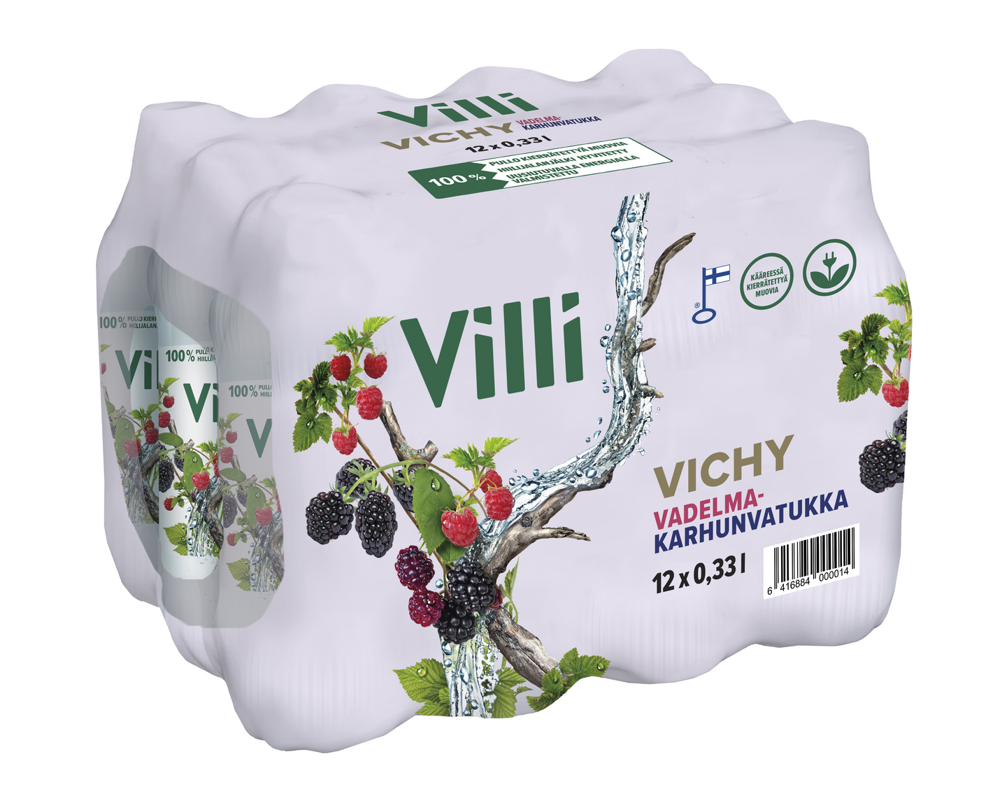 Villi Vichy vadelma-karhunvatukka 0,33l 12-pack PUOLILAVA