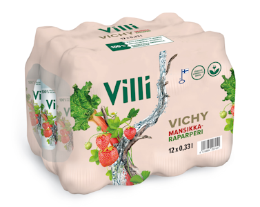 Villi Vichy mansikka-raparperi 0,33l 12-pack PUOLILAVA