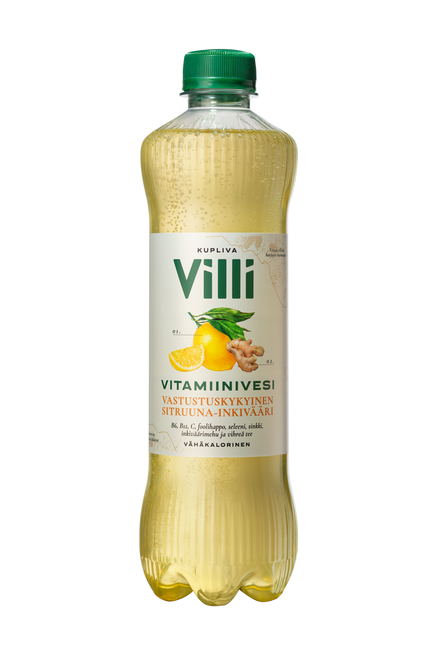 Villi vitamiinivesi sitruuna-inkivääri 0,5l DOLLY