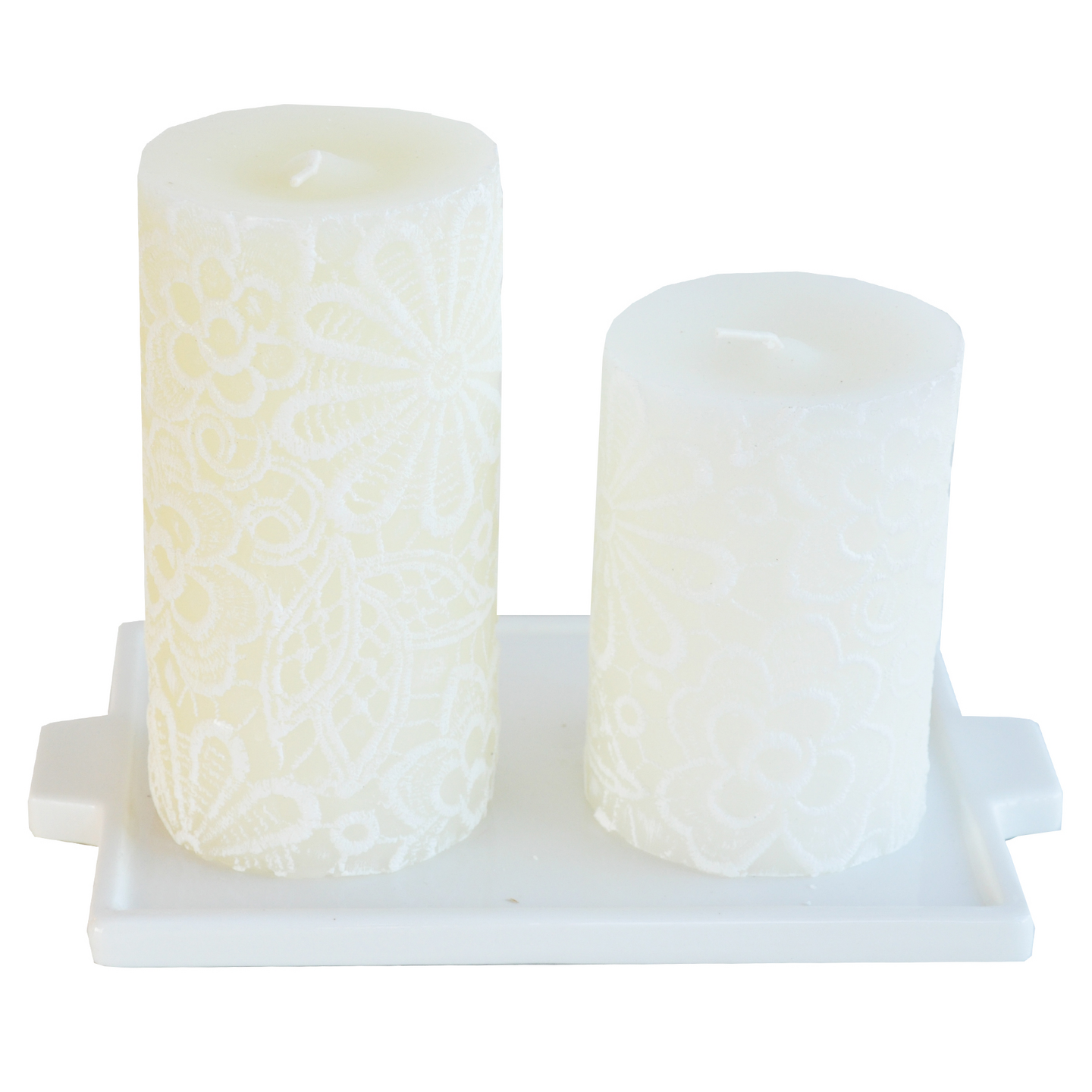 Finnmari lahjapakkaus alusta + valkoiset kynttilät