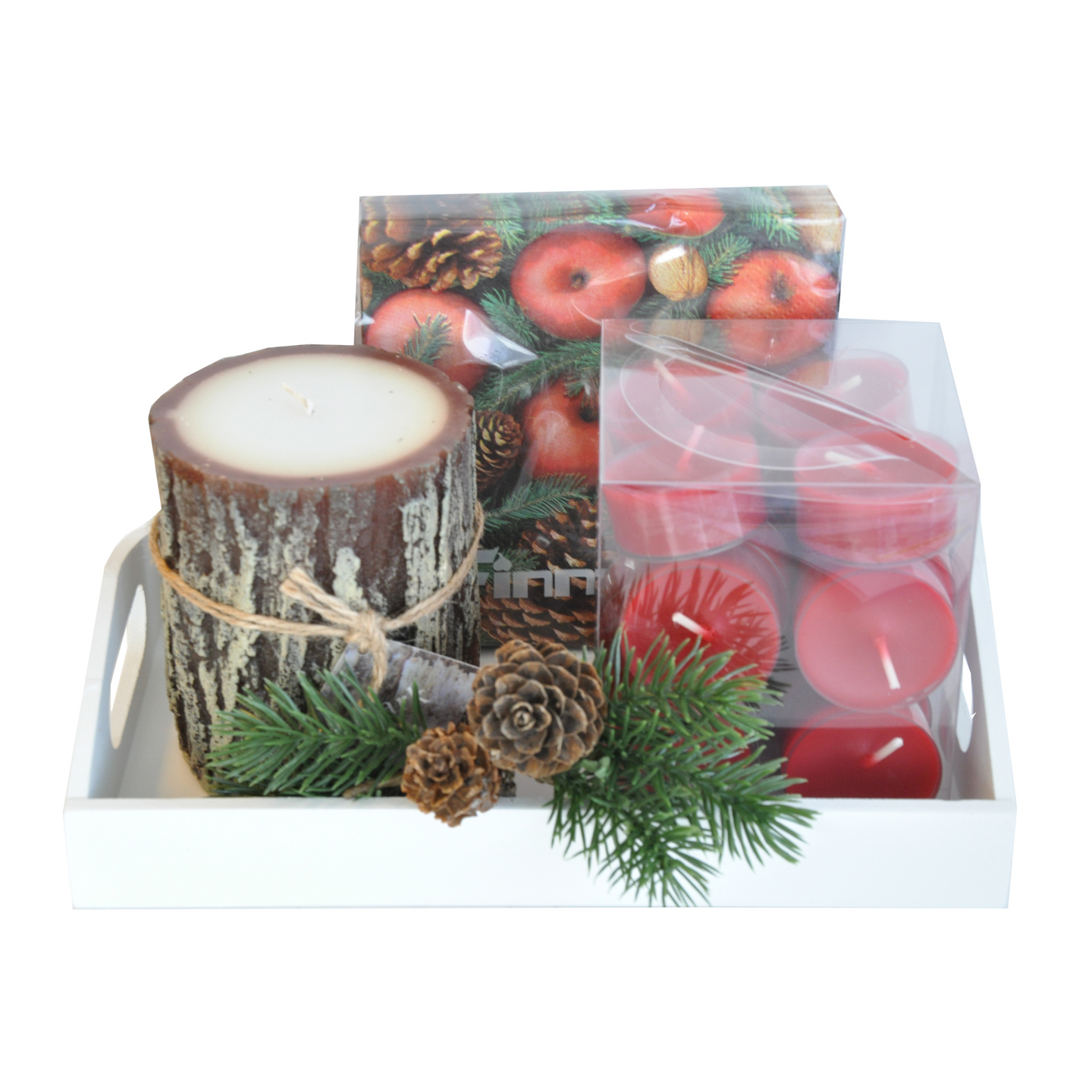 Finnmari tarjotin kynttilöillä lahjapakkaus