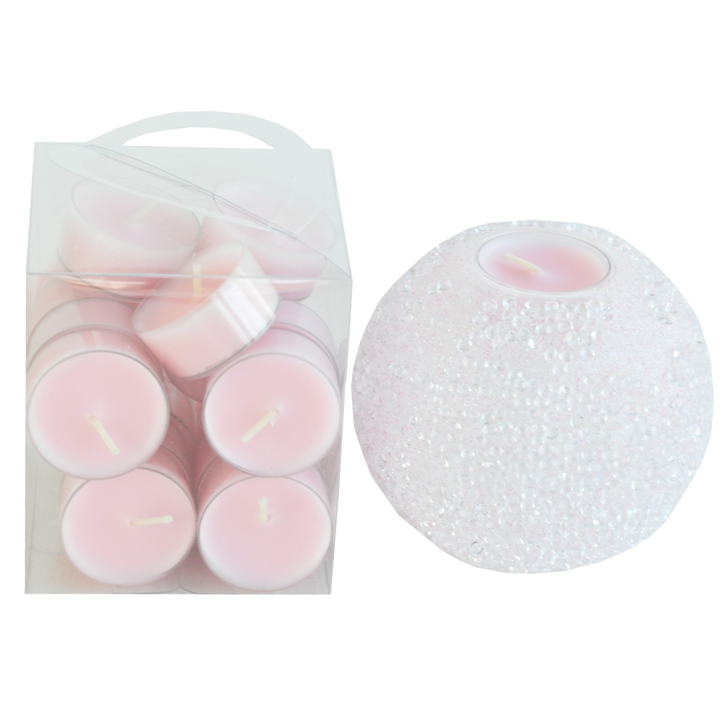 Finnmari lahjapakkaus lämpökynttilärasia vaaleanpunainen, valkoinen lasi