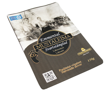 Porlammin Mustaleima 150g puolitettu emmentalsiivu