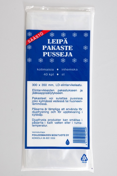 Leipäpakastepussi kirkas 300x350mm 40kpl LD-PE