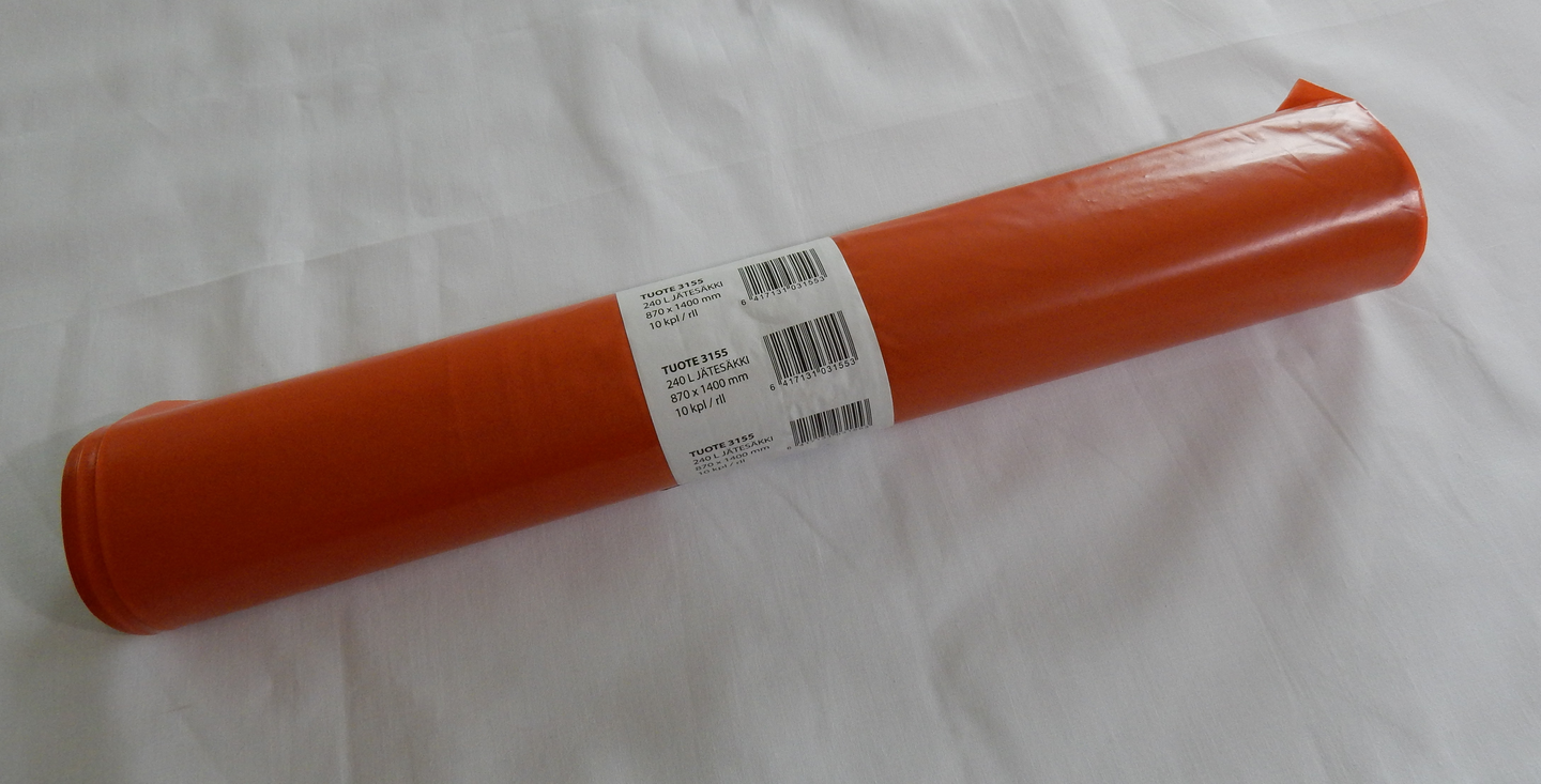 240L Jätesäkki oranssi LD-PE 870 x 1400 mm 0,06 10 kpl