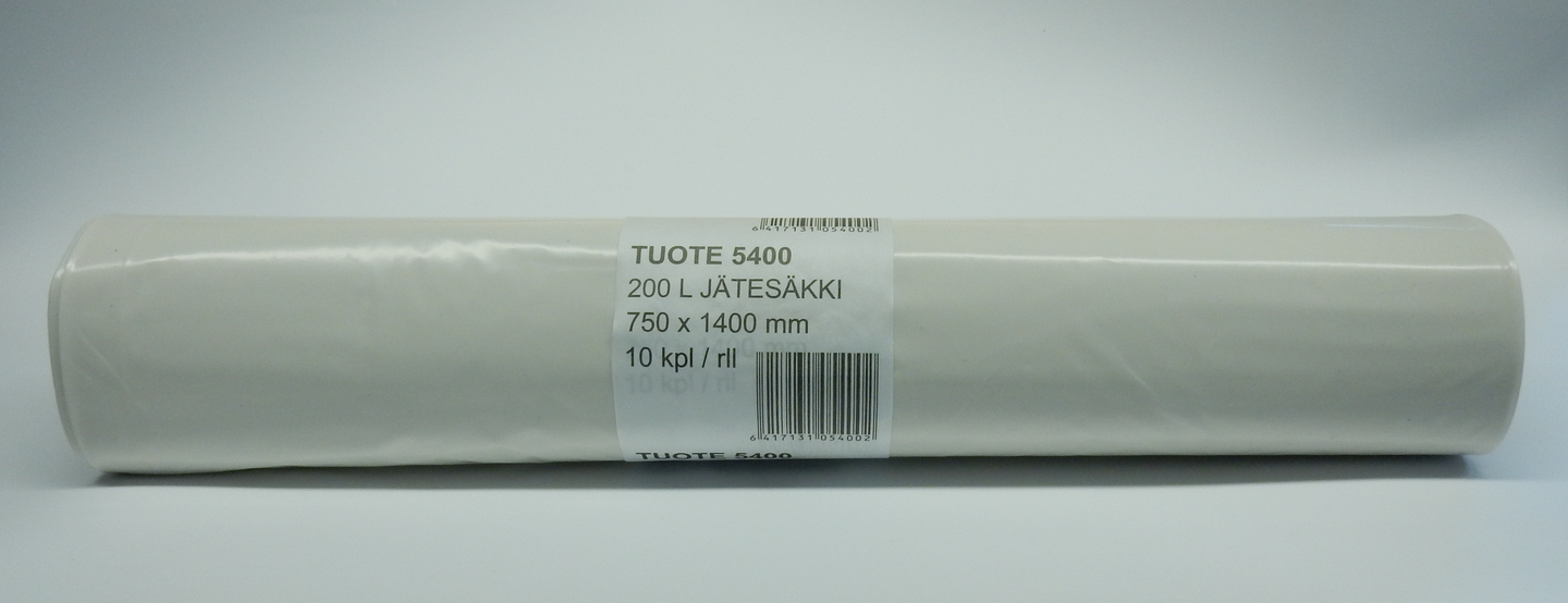 200L Jätesäkki valkoinen LD-PE 750 x 1400 mm 10 kpl