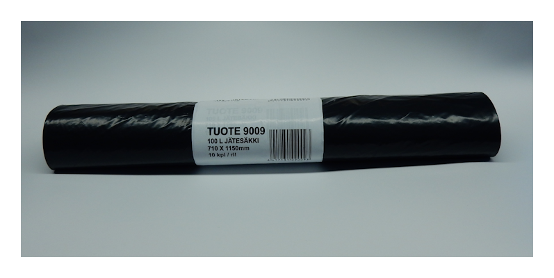100L Jätesäkki musta LD-PE 710 x 1150 mm 10 kpl