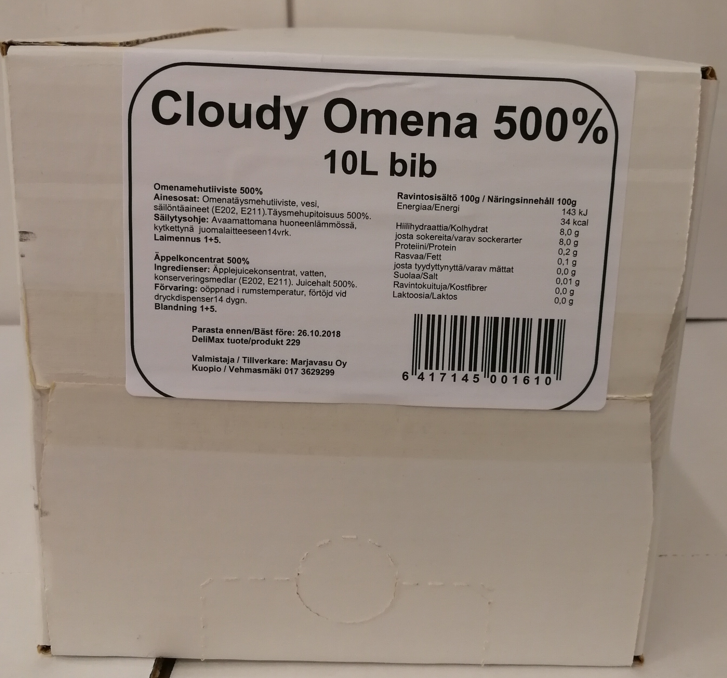 DeliMax Cloudy Omenamehutiiviste 500% 10l 1+4-5 bib automaattiin
