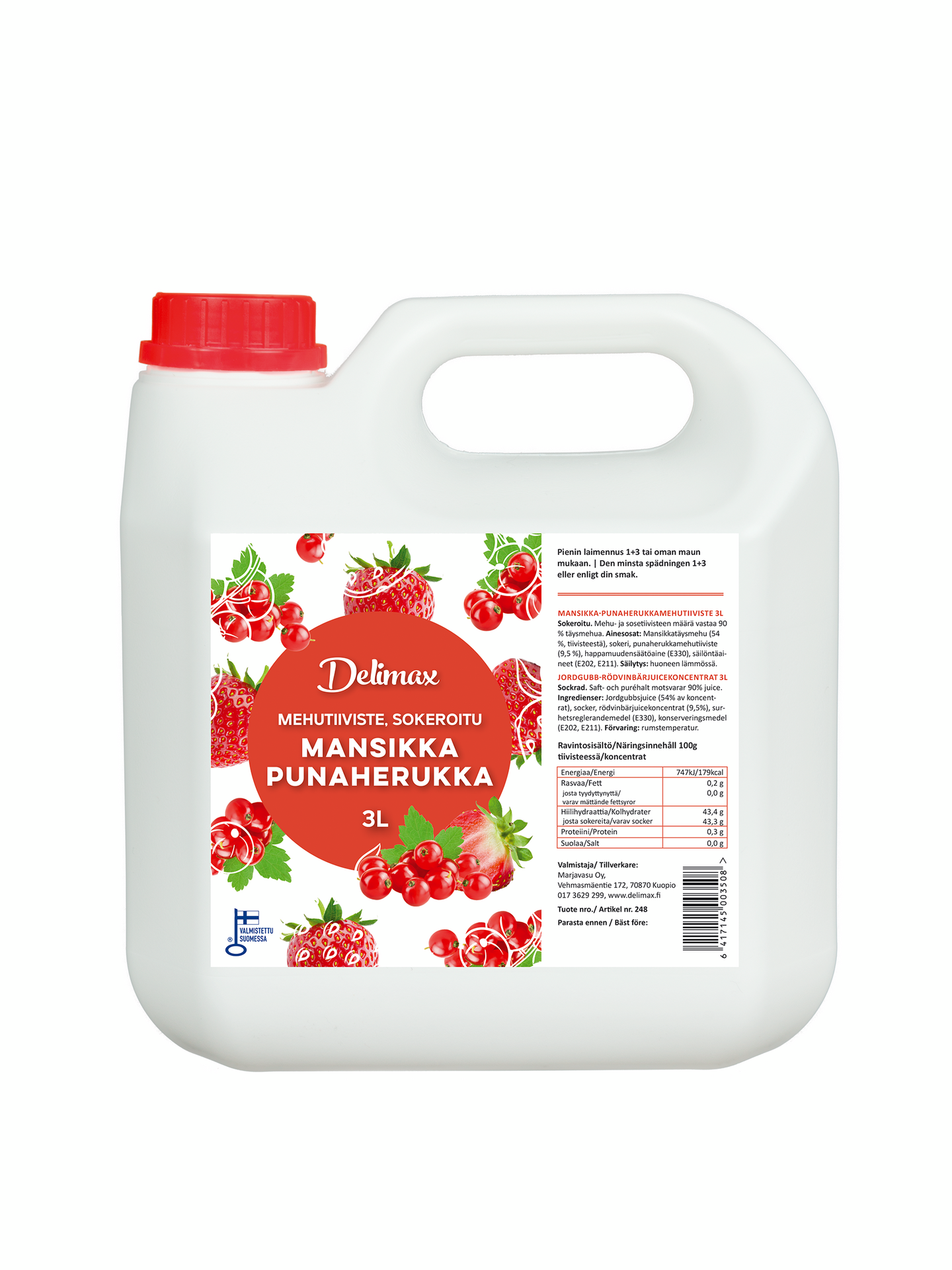 DeliMax Mansikka-punaherukkamehutiiviste sokeroitu 3l 1+3