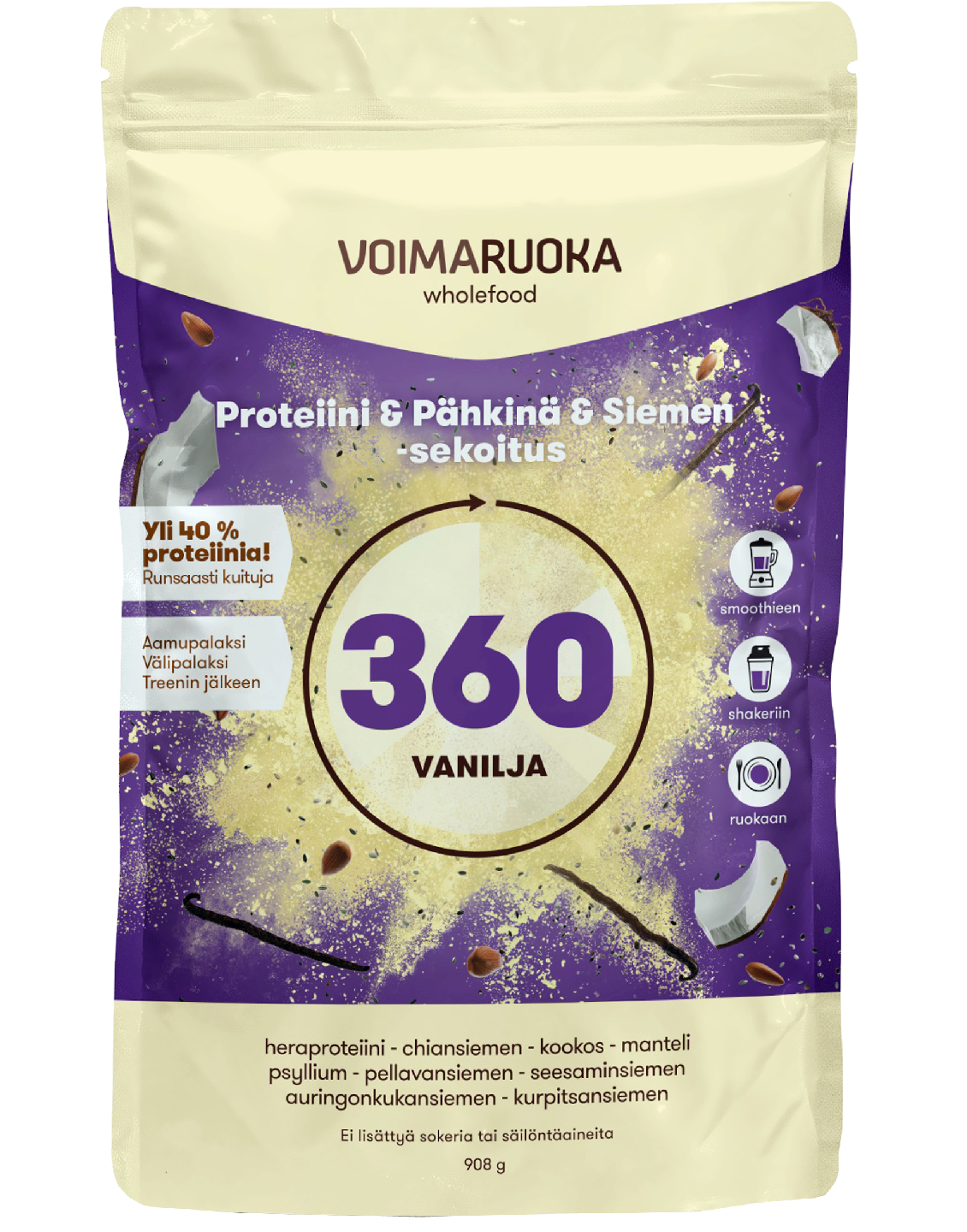Voimaruoka 360 vanilja superfood-sekoitus 908g