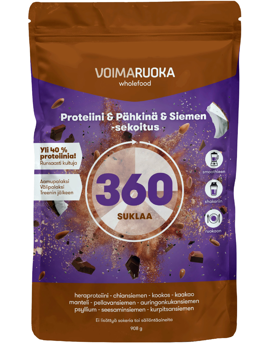 Voimaruoka 360 suklaa superfood-sekoitus 908g