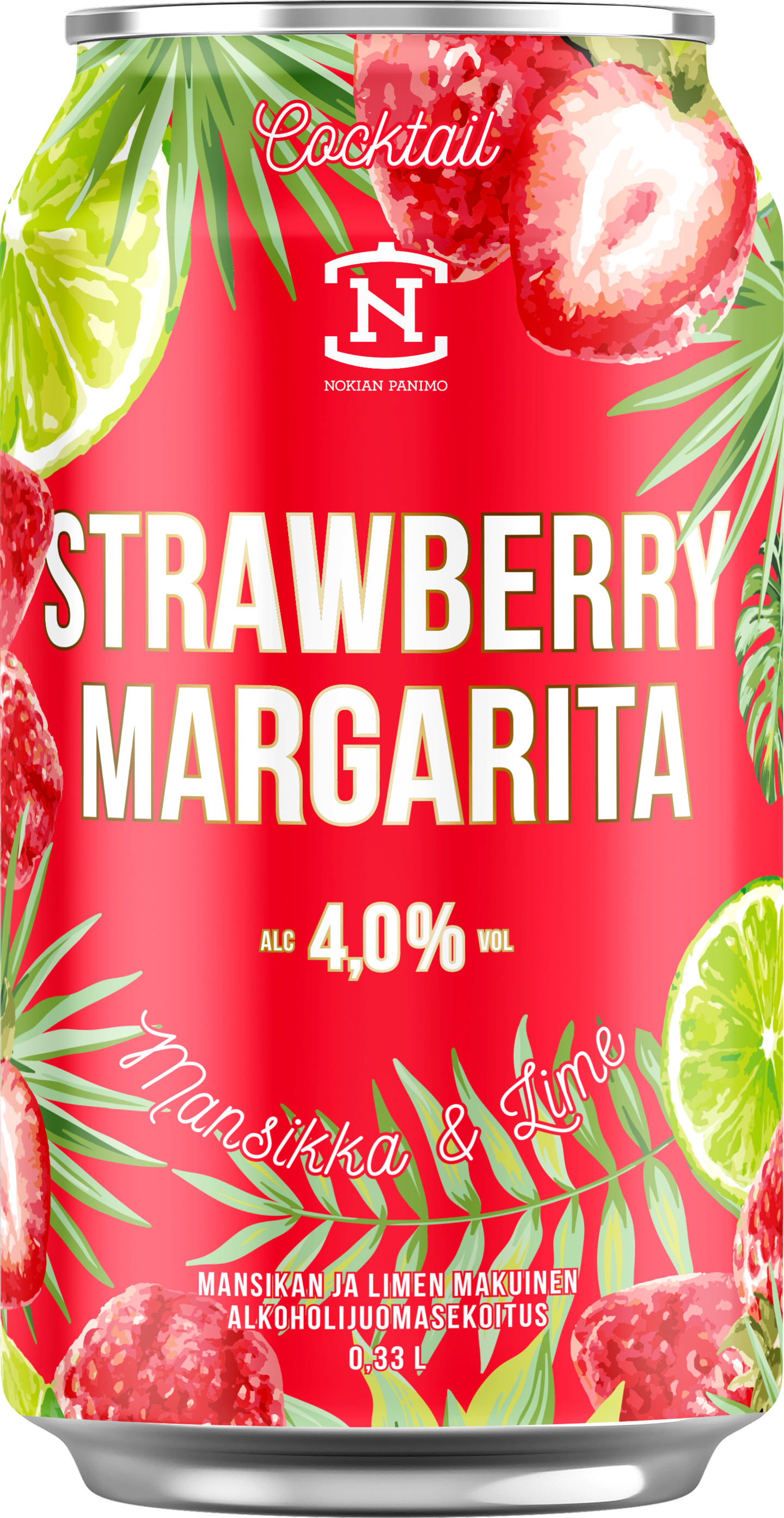 Nokian Panimo Cocktail Strawberry Margarita mansikka-lime 4% 0,33l
