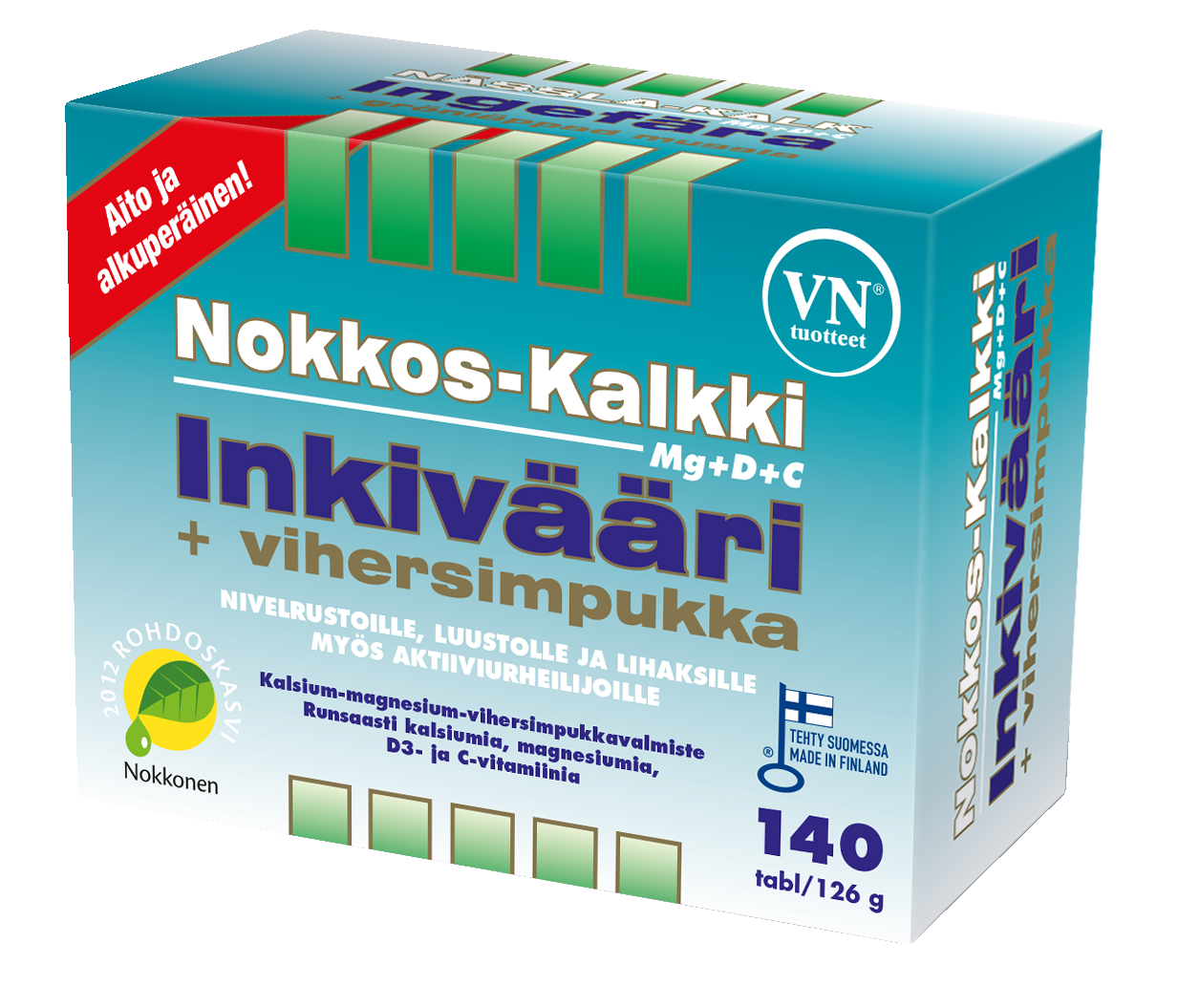 Nokkos-kalkki inkivääri +vihersimpukka 140 tabl - ravintolisä | K-Ruoka  Verkkokauppa