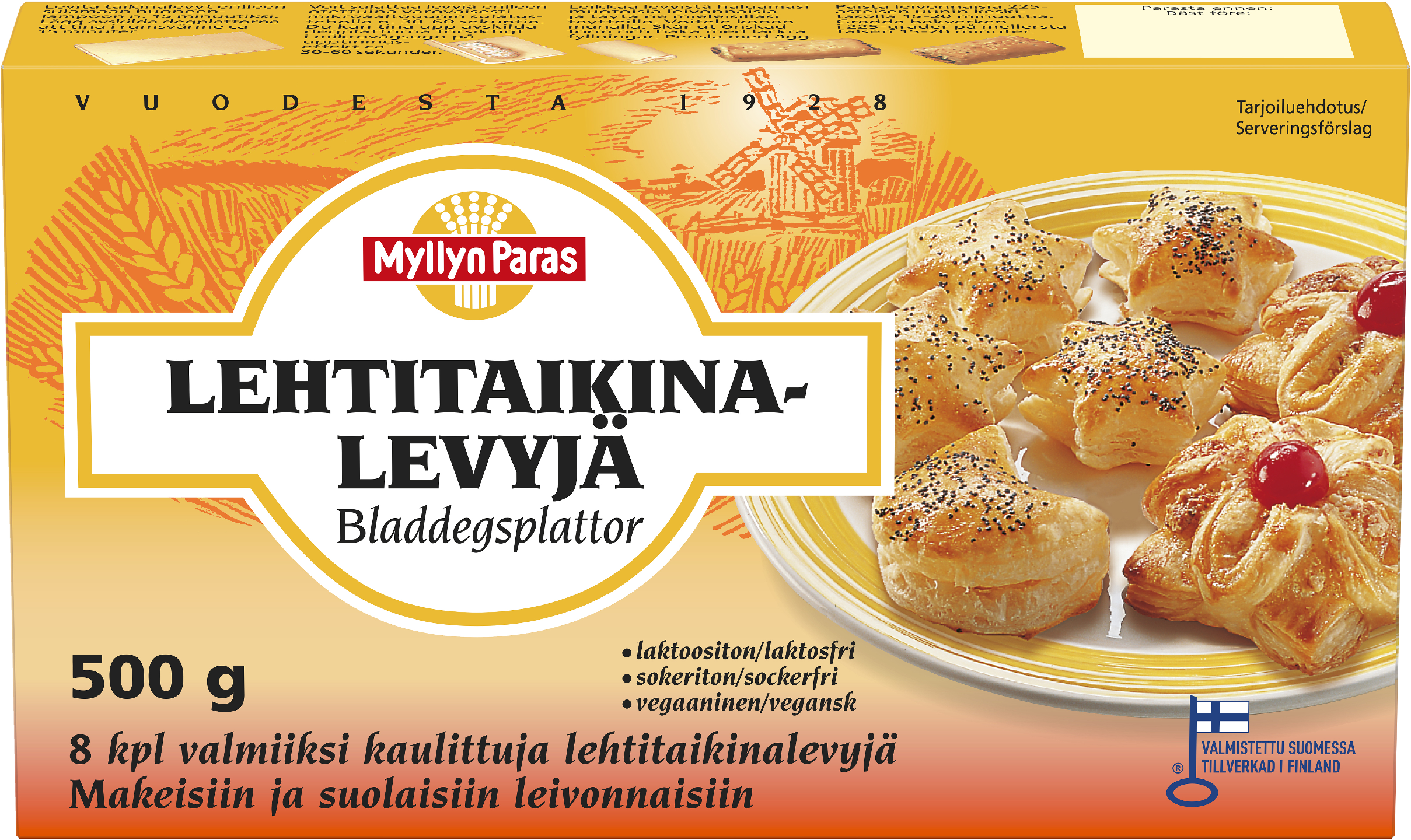 Myllyn Paras Lehtitaikina 8kpl/500 g pakastetaikina margariini