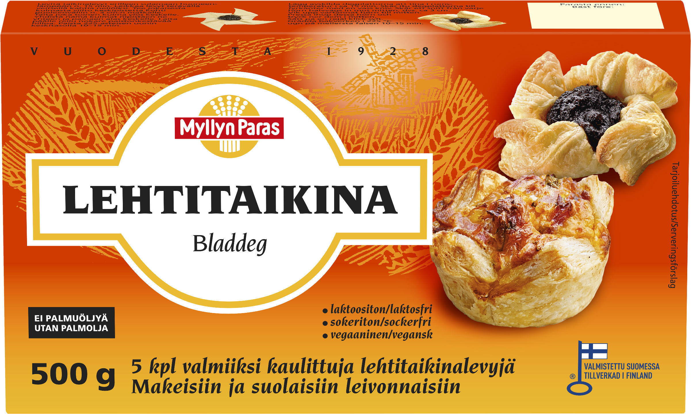 Myllyn Paras lehtitaikina palmuöljytön 5kpl/500g pakaste