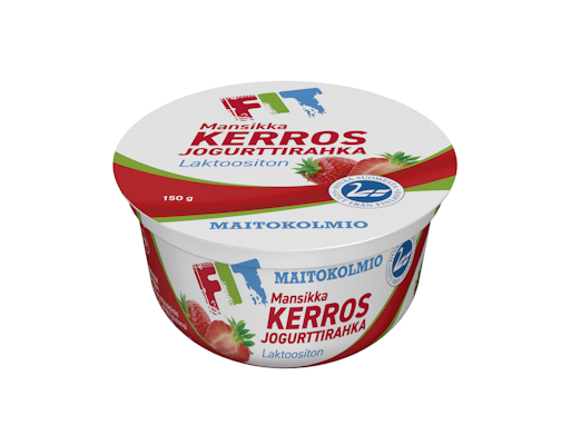 Maitokolmio FIT kerrosjogurttirahka 150g mansikka laktoositon